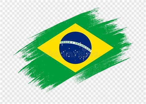 Brazil Flag With Brush Paint Textured Isolated On Png Or Transparent