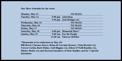 Mass Schedule – Holy Redeemer