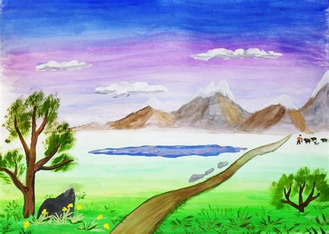 Легкие пейзажи для срисовки (70 картинок)