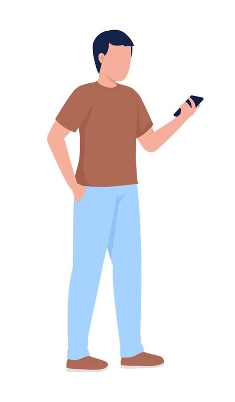 Man Using Mobile Phone Flat Vector Character