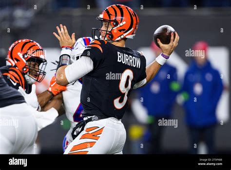 Cincinnati Bengals Quarterback Joe Burrow 9 Throws Downfield During