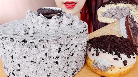 Asmr Cookie Cream Cake Oreo Cream Donuts Ice Cream Mukbang