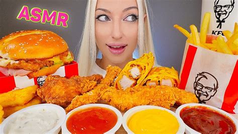 Asmr Eating Kfc Fried Chicken Burger Nuggets Fries 치킨너겟 햄버거 치즈소스