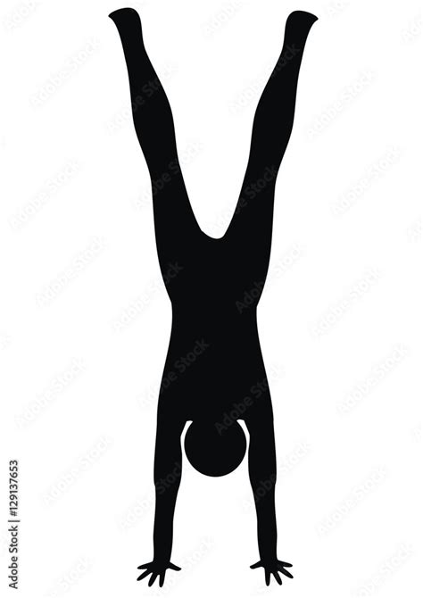 Handstand Yoga Vector Icon Black Silhouette Stock Vector Adobe Stock