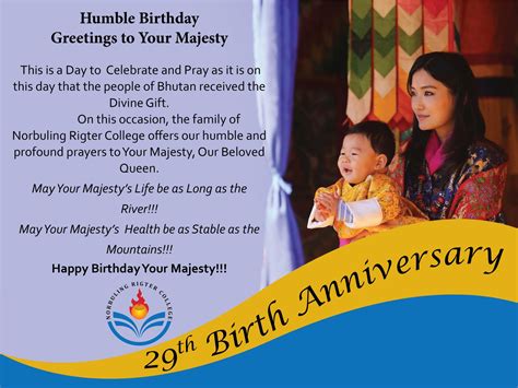 Humble Birthday Greetings To Your Majesty Norbuling Rigter College