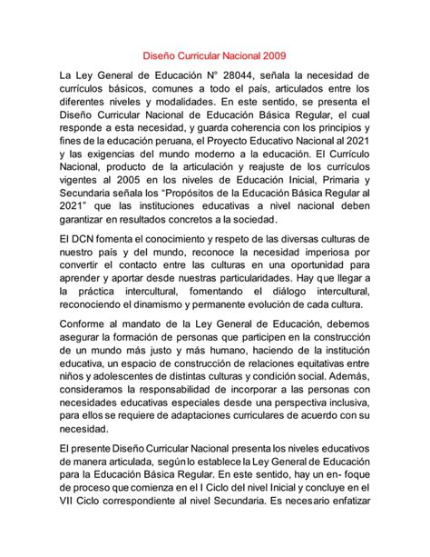 Dise O Curricular Nacional Pdf