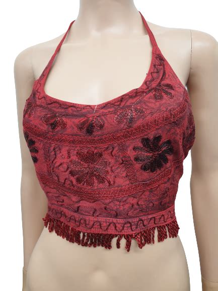 Halter Neck Bikini Top Bralette Back Tie Summer Beach Embroidered Ebay