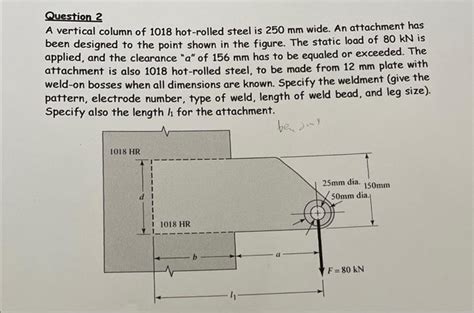 Solved Question 2 A Vertical Column Of 1018 Hot Rolled Steel Chegg