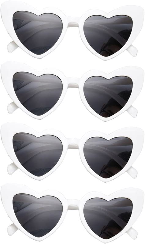 Mugssgump 4 Pieces Of Heart Sunglasses Womens Heart Glasses Party