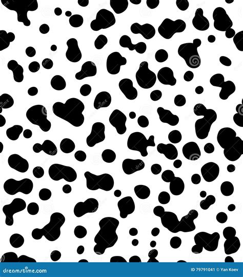 Dalmatian Dog Seamless Pattern Cow Skin Texture Stock Vector