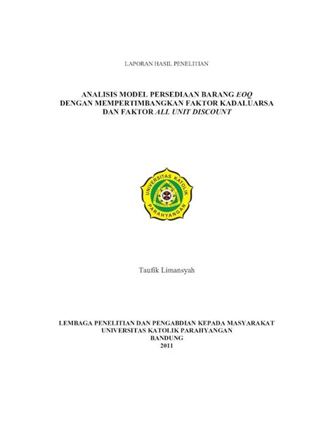 Pdf Analisis Model Persediaan Barang Eoq Persediaan Barang Dengan