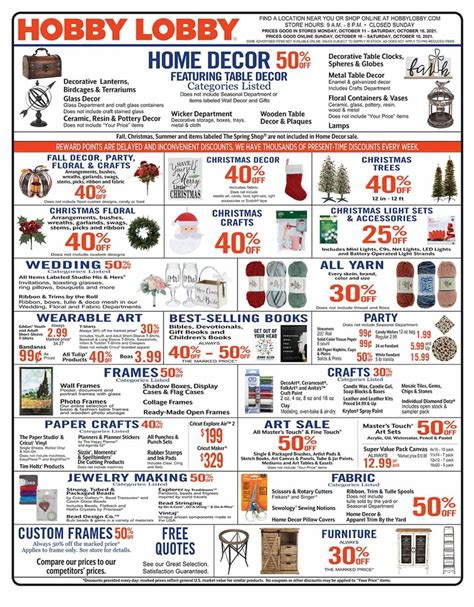 Hobby Lobby Weekly Ad From October 10