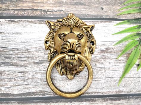 Brass Lionhead Lion Head Door Knocker Brass Door Knocker Holiday Gift