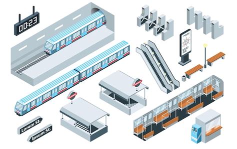 Premium Vector Isometric Subway Icons Set With Underground Trains And