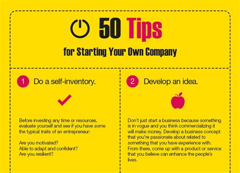 How To Start Your Own Company 50 Tips Infographic Starting A