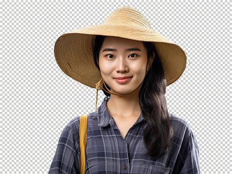 Premium PSD Asian Woman Farmer Psd Transparent White Isolated Background