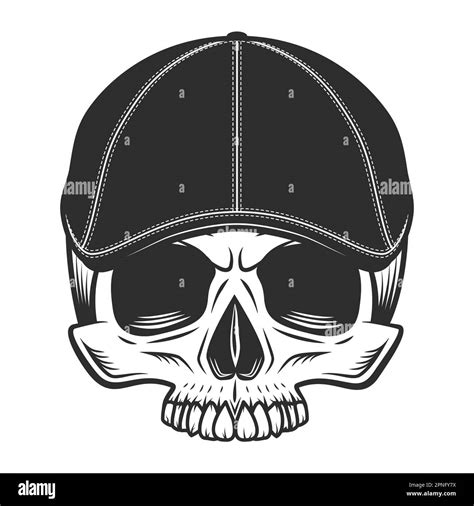 Skull Without Jaw In Gangster Gatsby Tweed Hat Flat Cap Vector Vintage