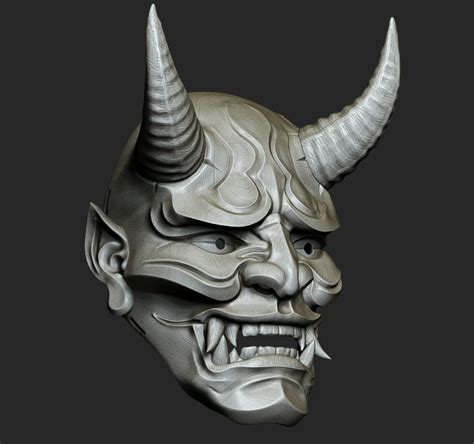 Traditional Japanese Hannya Mask Oni Mask Samurai Mask Demon Mask Stl