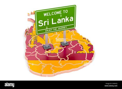 Billboard Welcome To Sri Lanka On Sri Lankan Map 3D Rendering Isolated