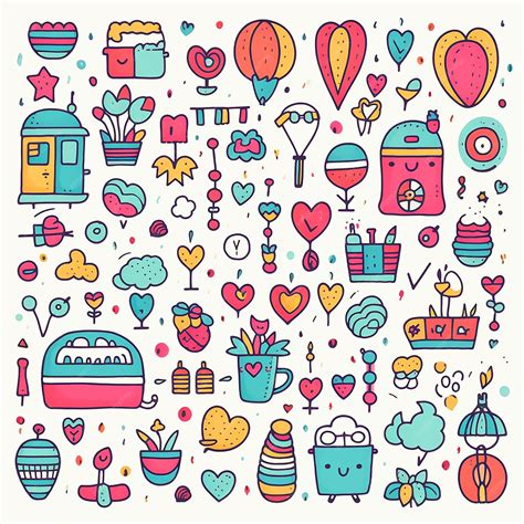 Premium Photo Whimsical Doodle Wonderland Cute Colorful Doodles