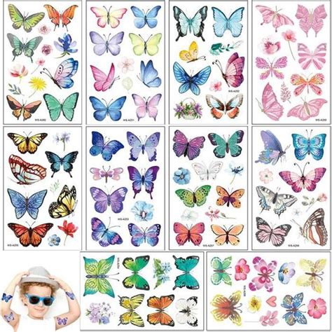 10 Feuilles Tatouage Ephemere Enfant Tatouage Enfant Tatouage