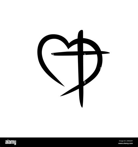 Vector Christian logo Heart with a cross on a white background. Isolated over white background ...