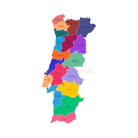 Colorful Portugal Political Map With Clearly Labeled Separated Layers