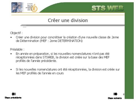 STSWEB Structures Divisions Et Groupes Crer Une Division