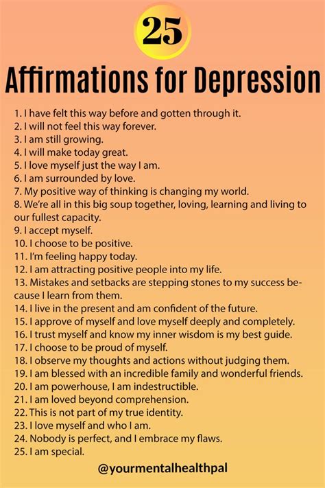 25 Affirmations For Depression Artofit