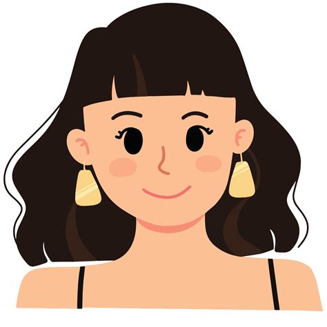 A Portrait Of Beautiful Woman Wearing Gold Earrings Illustration