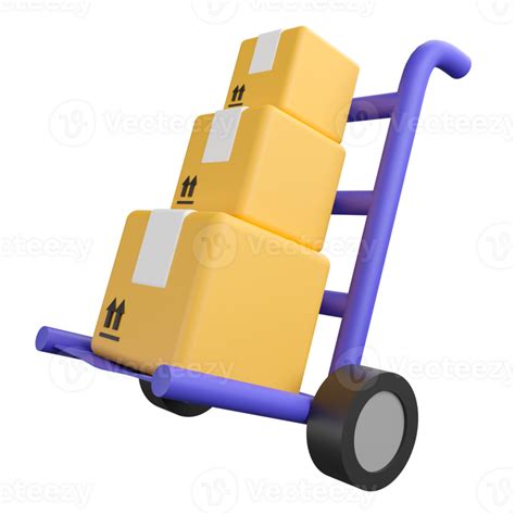 Parcel Box On Blue Cart Clipart Flat Design Icon Isolated On