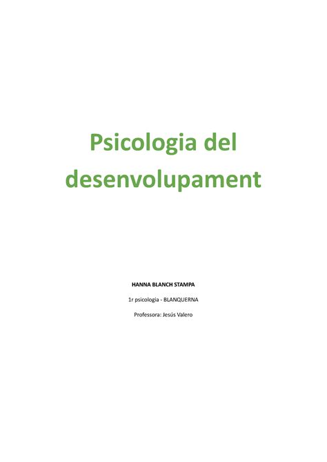 Apunts Psico Del Desenvolupament Complets Psicologia Del