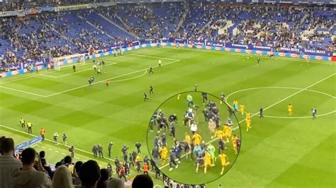 Espanyol Fans CHASE Barcelona Players From The Pitch After Title