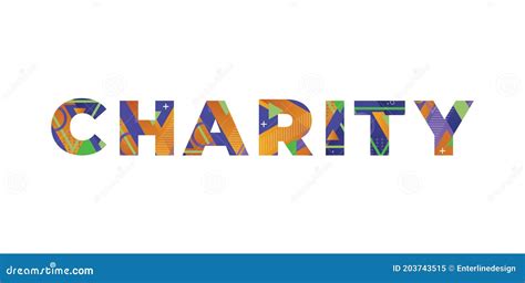 Charity Concept Retro Colorful Word Art Illustration Stock Vector