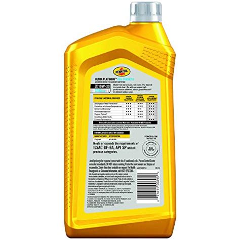 Pennzoil Ultra Platinum Full Synthetic 10w 30 Motor Oil 1 Quart Case