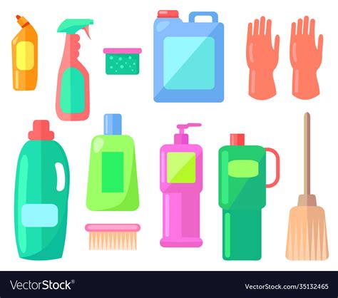 Collection cleaning washing tools or equipment Vector Image