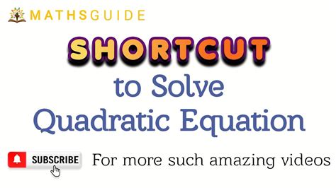 Shortcut To Solve Quadratic Equation Short Trick Youtube