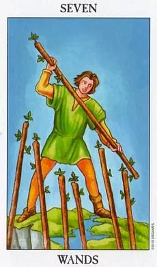 Seven Of Wands Tarot Card Meaning Upright Reversed Sibyl Tarot