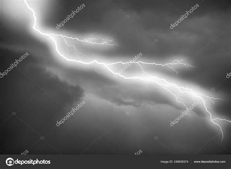 Storm Clouds Lightning Black And White