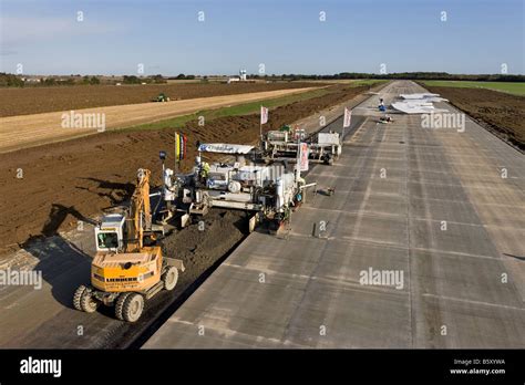 Airport runway construction at Sywell Aerodrome Northamptonshire Stock ...