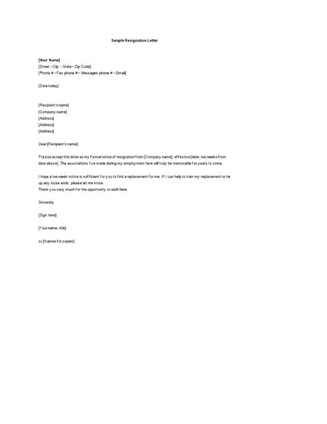 Employee Email Resignation Letter Word Format | Templates at ...