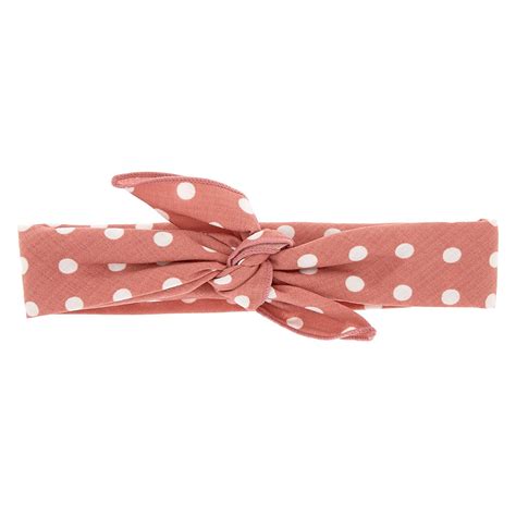 Polka Dot Knotted Bandana Headwrap Mauve Claires Us