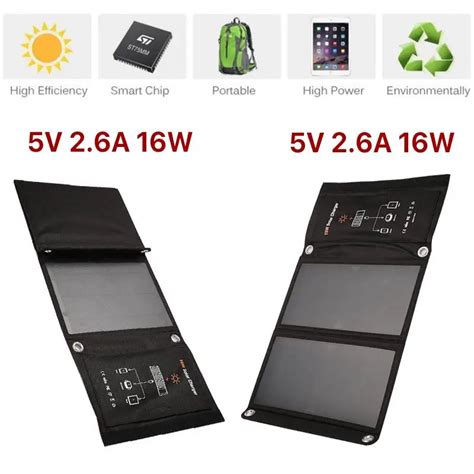 Foldable Solar Panel 5v 16w Dual Usb Output Solar Power Bank Charger