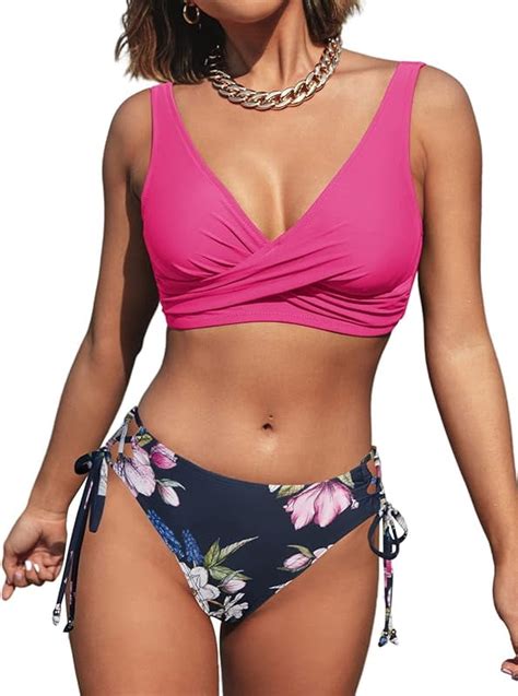 Women S Bikini Swimsuit Front Cross Lace Up Two Piece Bathing Suit