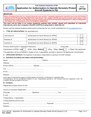 Fillable Online Caaf Org Op Application For Authorisation To Operate