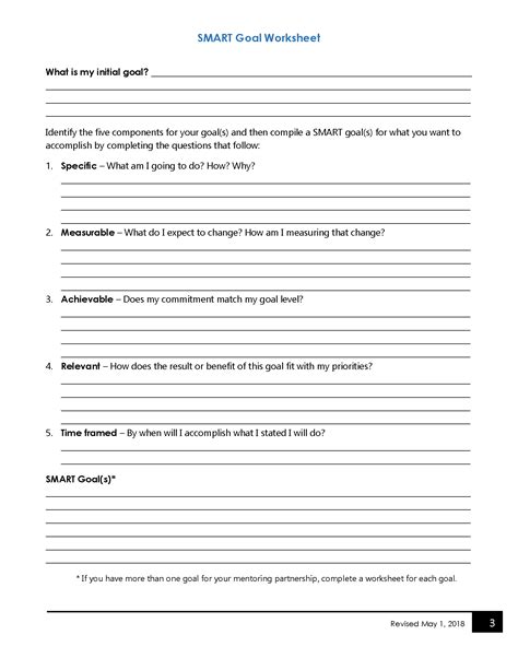 Mentoring Goals Worksheet | TUTORE.ORG - Master of Documents