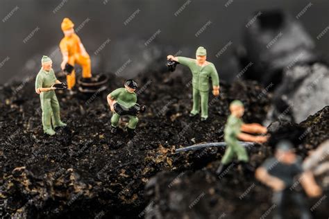 Premium Photo Toy Figurine Simulated Coal Mining