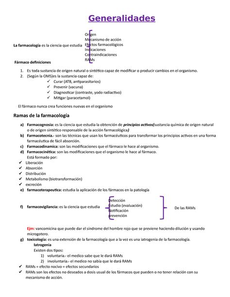 Resumen farmaco 1er parcial Farmacología y Terapéutica UAGRM Studocu