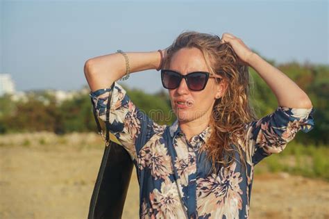 Blonde With Loose Hair And Braces On Her Teeth Aesthetic Medicine Teeth Alignment Stock Image