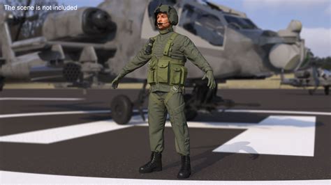 Piloto De Helicóptero Estadounidense Modelo 3d 149 3ds C4d Fbx